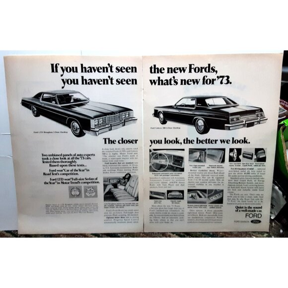 Vintage 1973 Ford LTD Galaxie Brougham Ad – 2 & 4 Door Hardtops - Picture 1 of 1